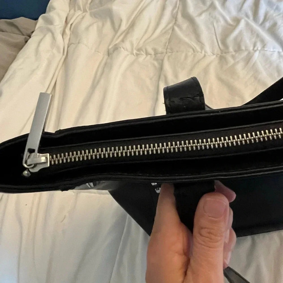 Danier black large stud, tote bag, leather edgy streetwear office. laptop. - Picture 9 of 17